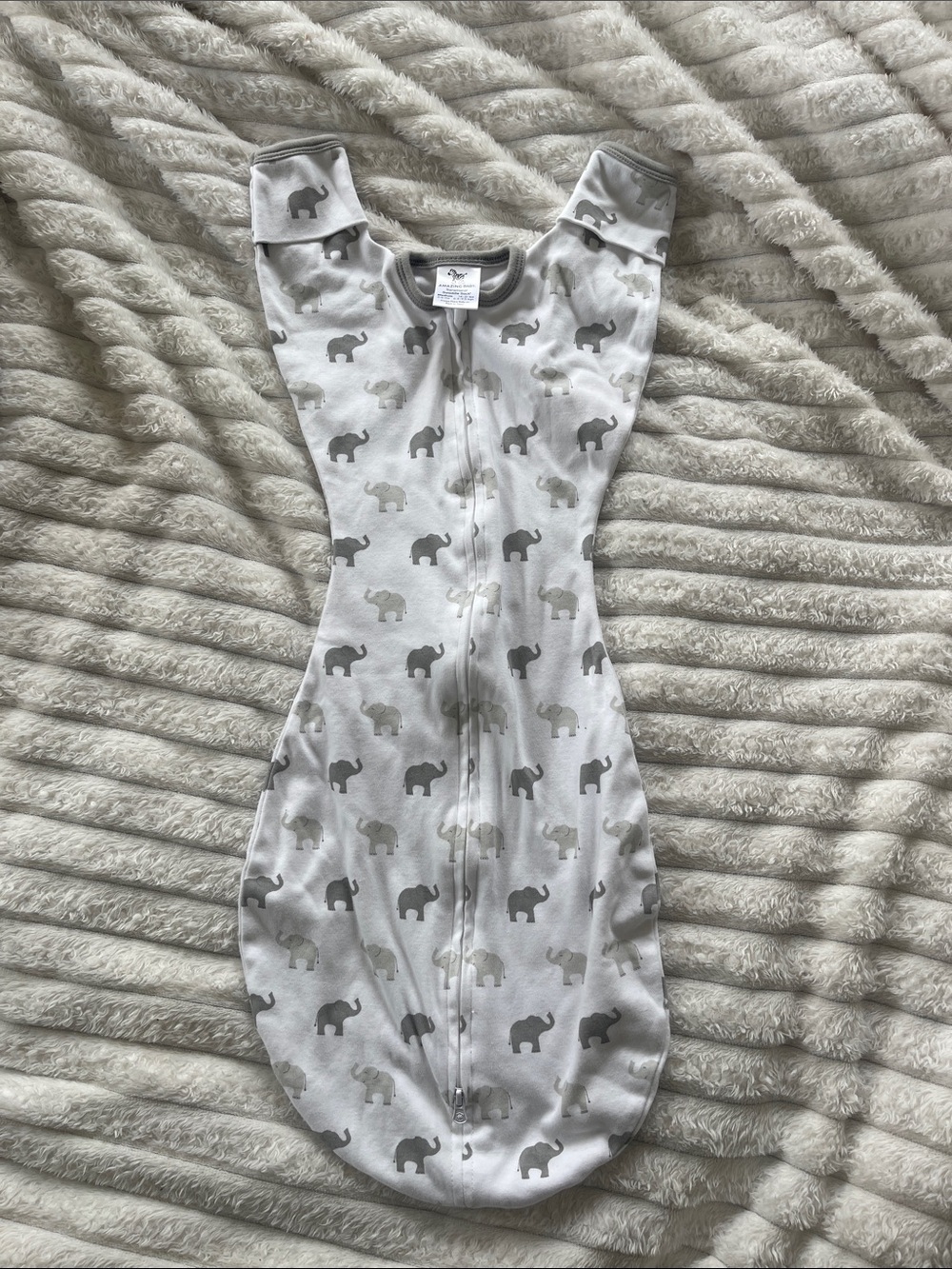 Gray Elephant Print Sleep Sack Swaddle for Babies 3-6m NWOT